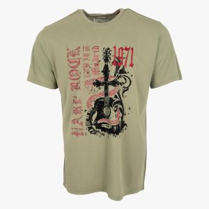 Guitar Company Adult Fit Snake Guitar Tee in Olive