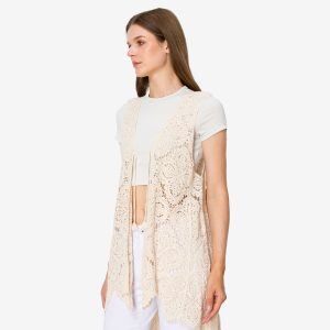 Crochet Duster Vest in Ivory