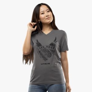 Women's Casino Spade V-Neck Tee in Grey
